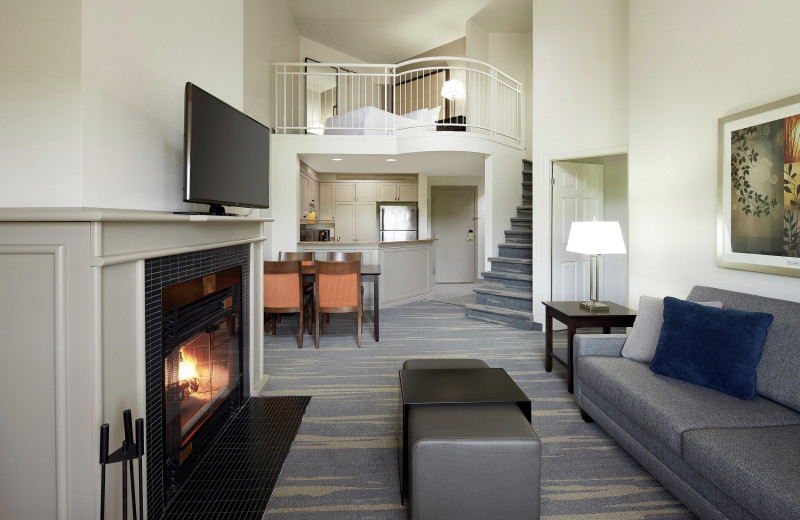 Guest room at Homewood Suites by Hilton Mont-Tremblant Resort.