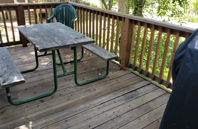 Cabin deck at Silver Beach Resort.
