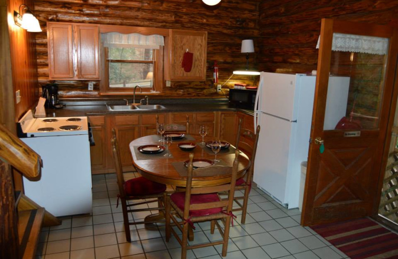 Cabin kitchen at Cheat River Lodge Cabins.