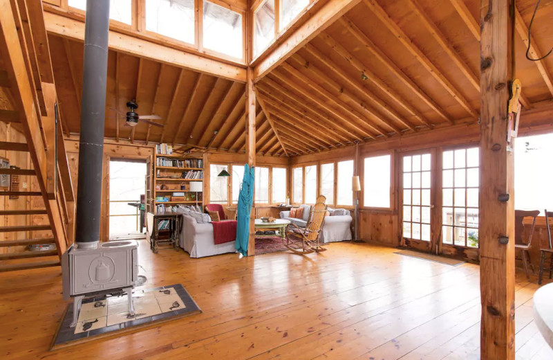 Cottage living room at Bobs Lake Cottages.