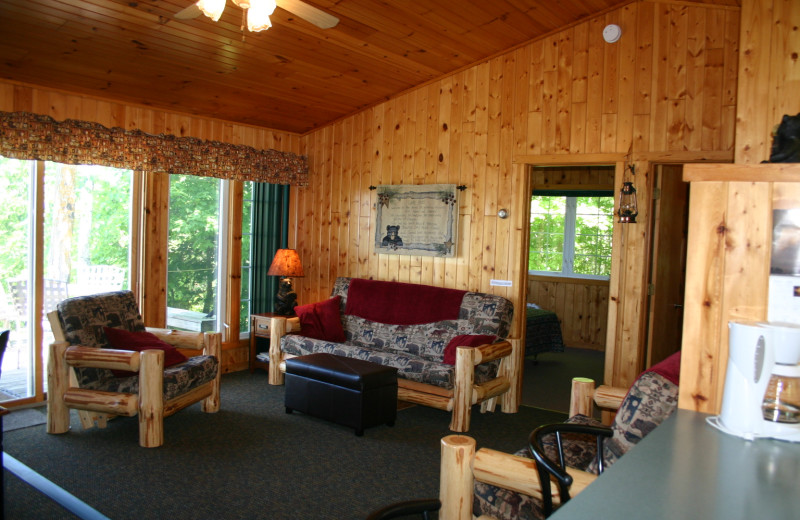 Cabin living room at Timber Trails Resort.