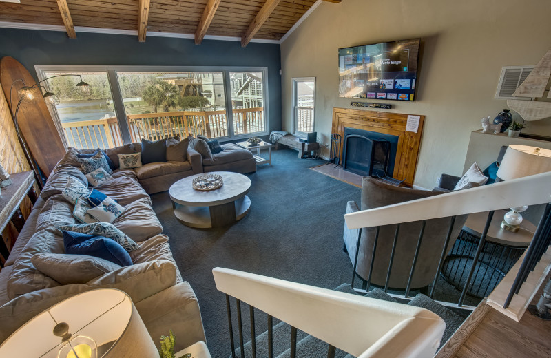 Rental living room at Sandbridge Blue Vacation Rentals.