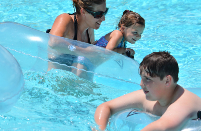 Family swimming at Mark Twain Landing.