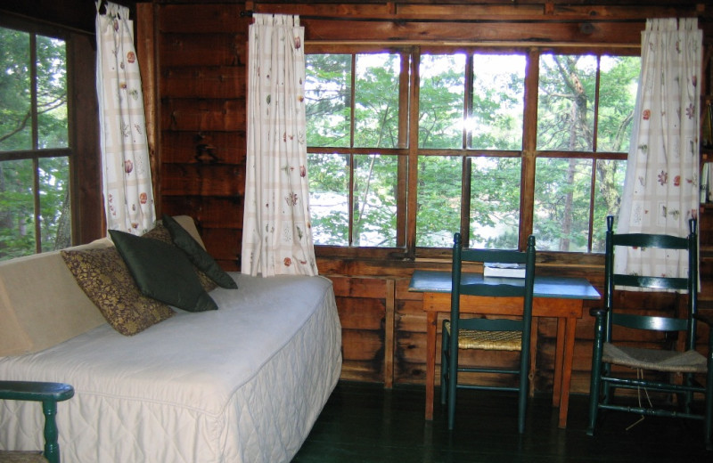 Cabin interior at Rockywold-Deephaven Camps.