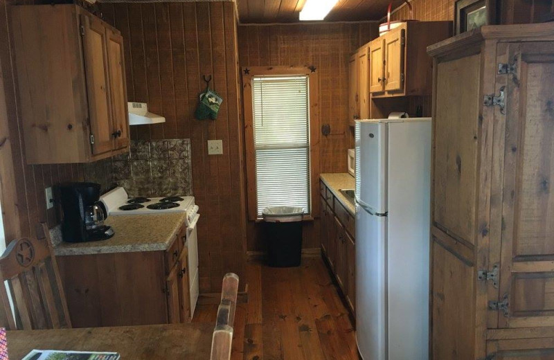 Cabin kitchen at Walnut Canyon Cabins.
