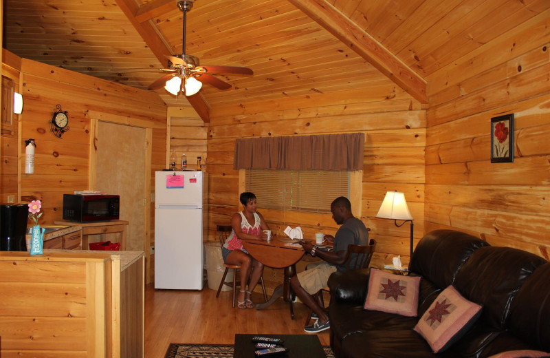 Cabin kitchen at Country Road Cabins.