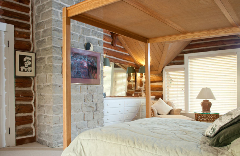 Cottage bedroom at The Shallows Resort.