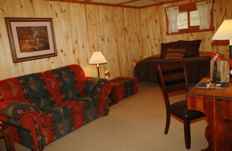 Cabin living room at Elk Mountain Ranch.