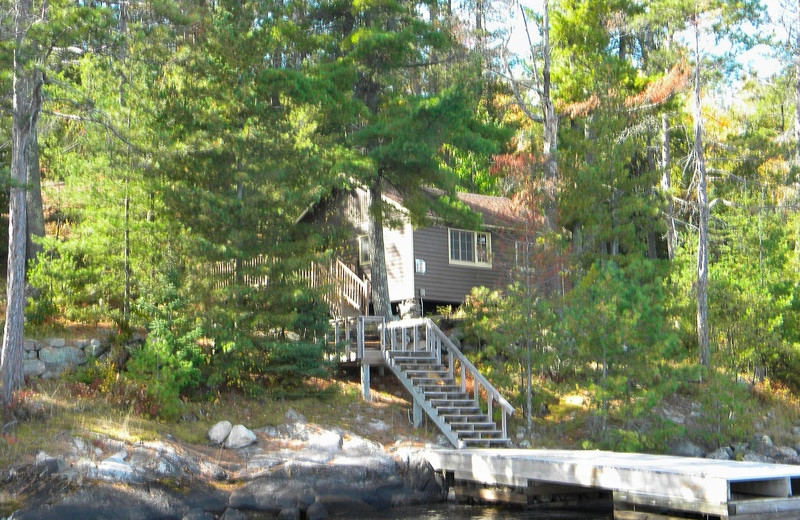 Cabin exterior at Crane Lake Wilderness Lodge.