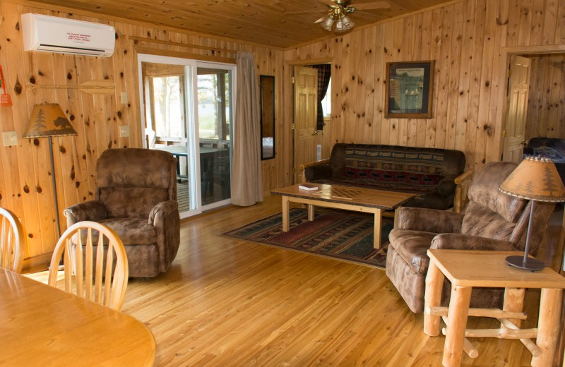 Cabin living room at Bear Paw Resort.