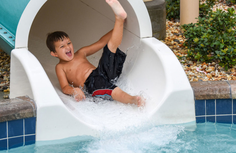 Rental pool slide at Tropical Escape Vacation Homes.