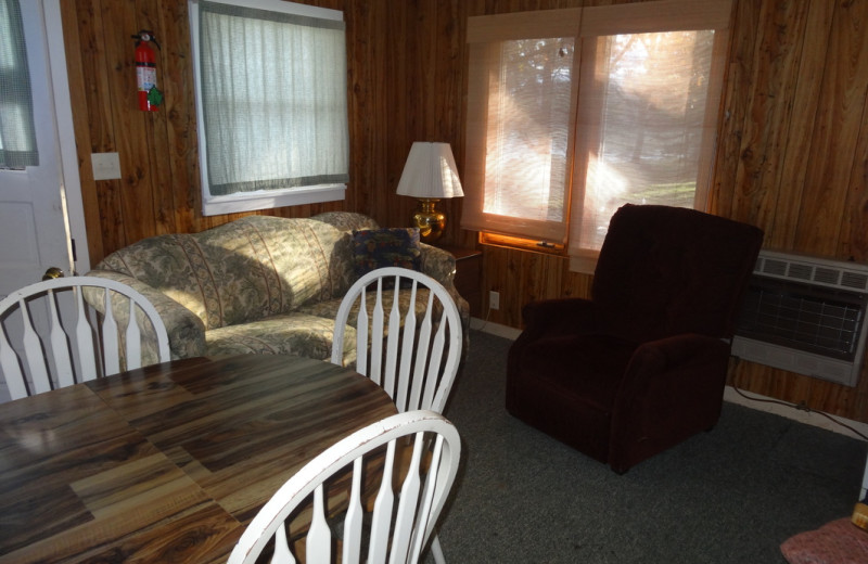 Cabin living room at Twin Oaks Resort & RV Park.