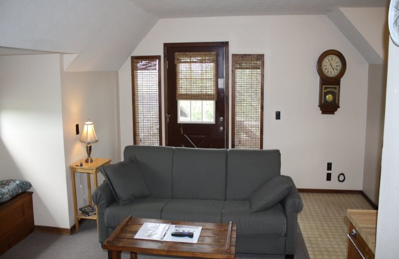 Cabin living room at Arkansas White River Cabins.