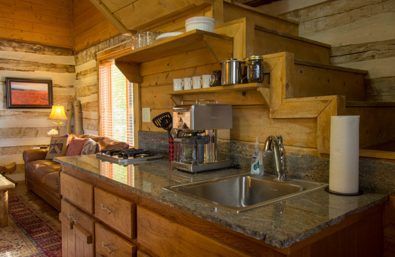 Guest kitchen at Cottonwood Meadow Lodge.