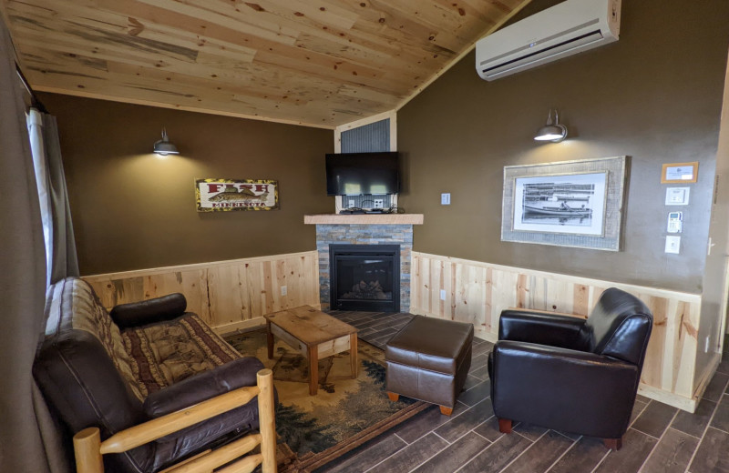 Cabin living room at Campfire Bay Resort.