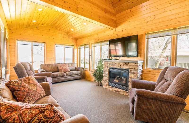 Cabin living room at Otter Tail Beach Resort.