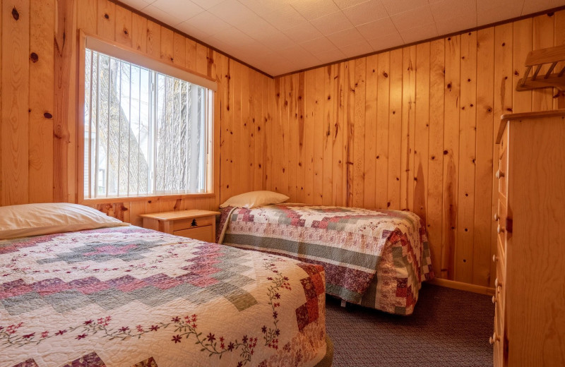 Cabin bedroom at Shady Grove Resort.