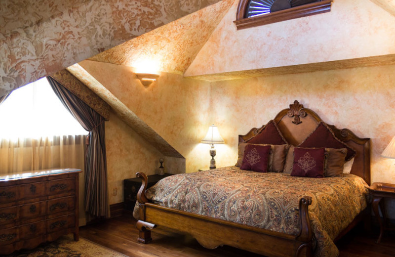 Guest room at Landoll's Mohican Castle.