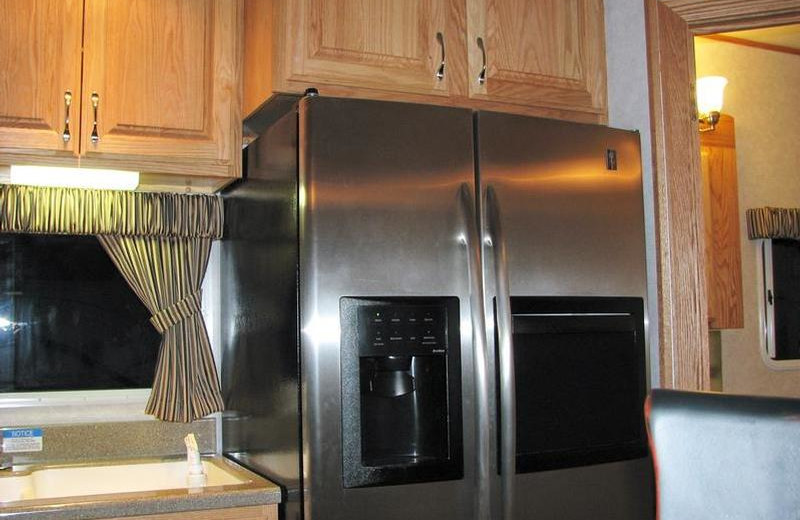 The 70' Eagle houseboat kitchen at Lake Oroville.