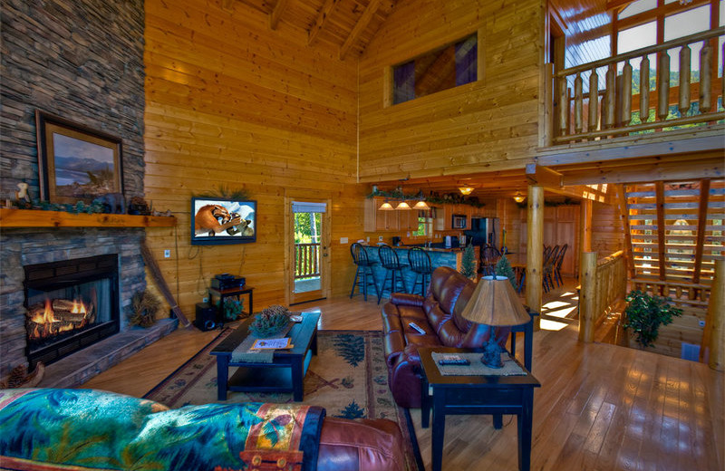 Cabin living room at The Cabin Rental Store.