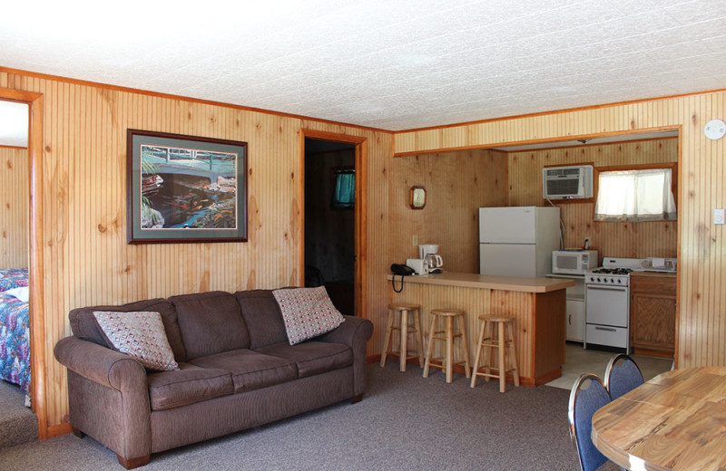 Guest living and kitchen area at Flamingo Resort.