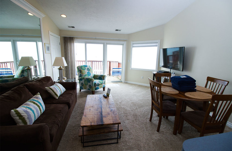 Condo living room at The Beach Condominiums Hotel-Resort.