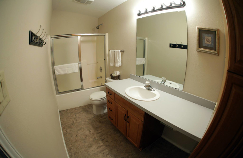 Cottage bathroom at Hill Country RV Resort & Cottage Rentals.