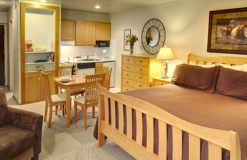 Condo bedroom at Aston Lakeland Village.