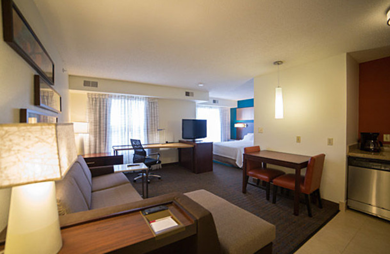 Guest room at Residence Inn Detroit Livonia.