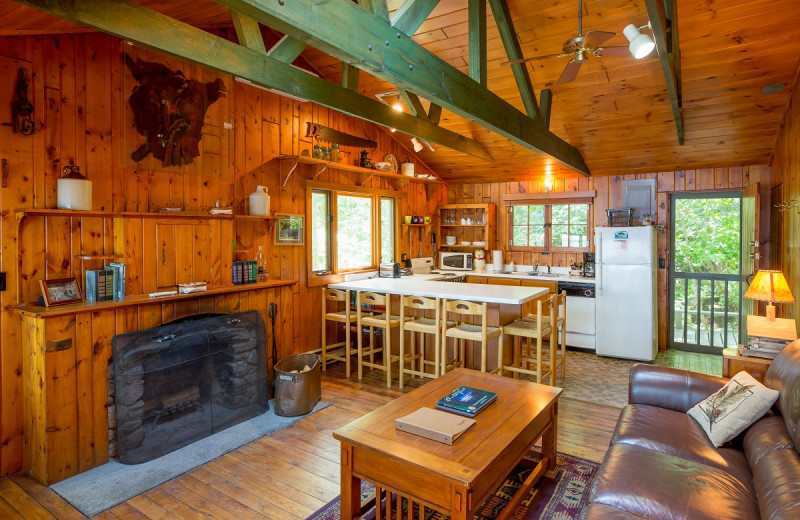 Cabin living room at Ludlow's Island Resort.