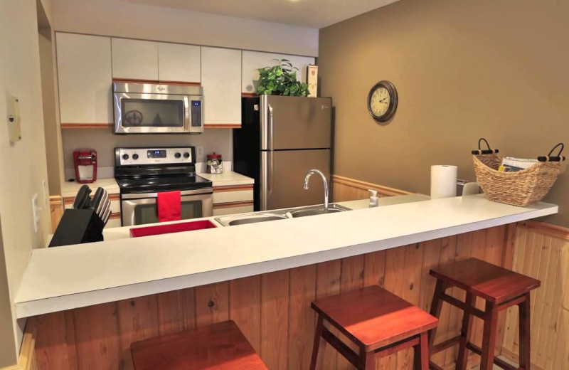 Guest kitchen at Trout Creek Vacation Condominiums.