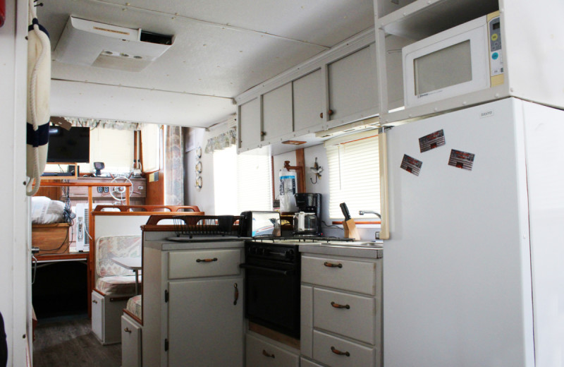 Boathouse kitchen at Berry Creek Cabins.