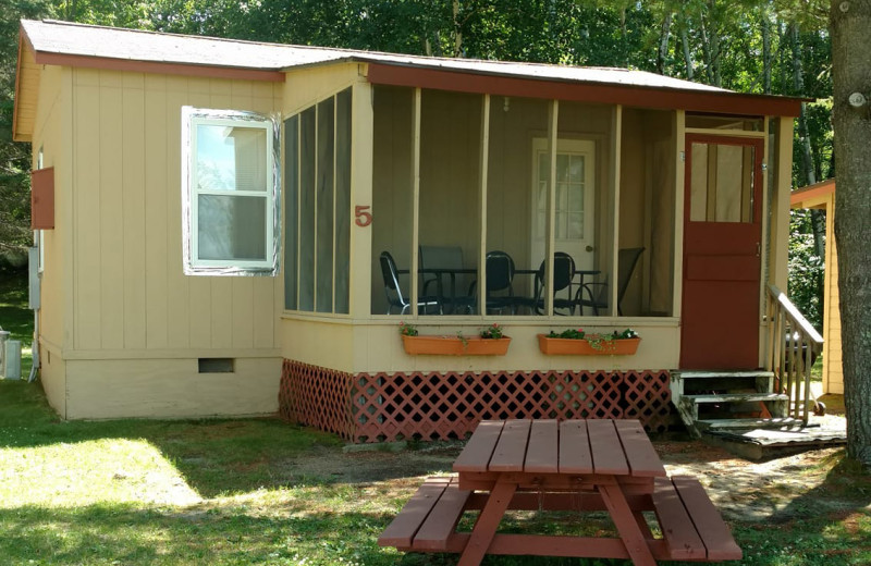 Cabin exterior at Lake Edward Resort.