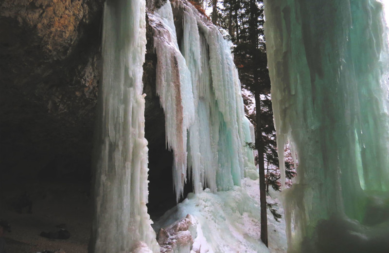 Frozen waterfall at Edelweiss Mountain Lodging.