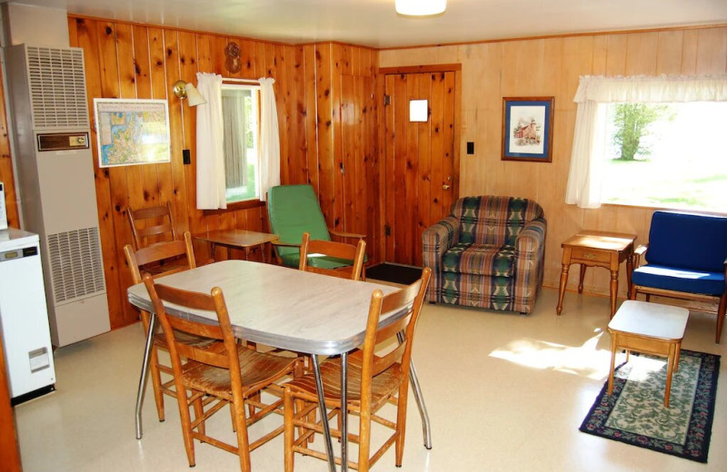 Cottage interior at Fisher's Lakeside Cottages.