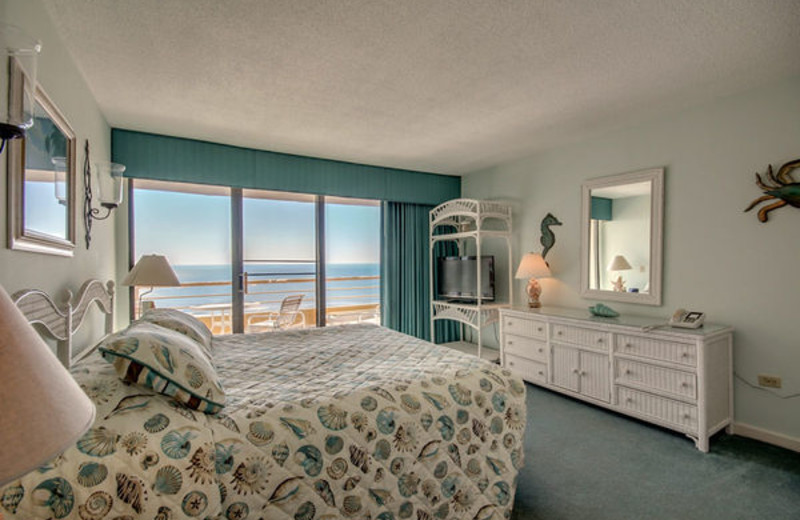 Rental bedroom at Ocean Creek Resort.