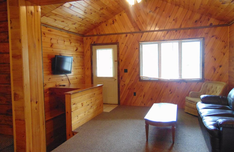 Cabin living room at The Depe Dene Resort.