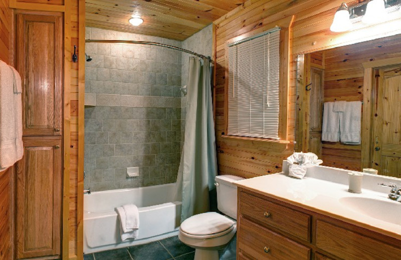 Cabin bathroom at Georgia Mountain Rentals.