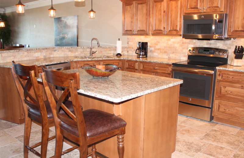 Rental kitchen at Treehouse on the Lake.