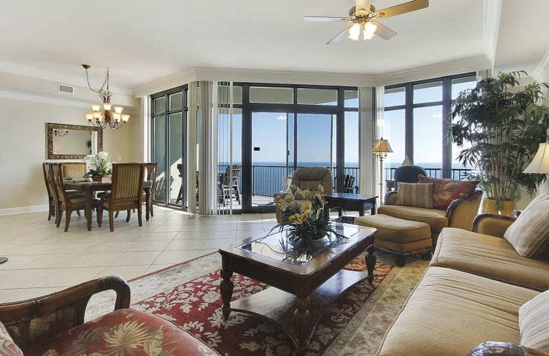 Rental living room at Gulf Coast Beach Getaways.