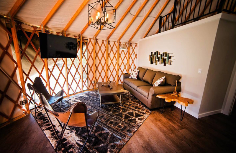 Guest living room at Escalante Yurts.