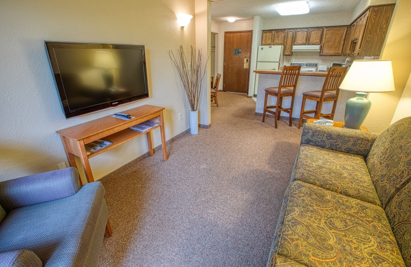 Guest room at Sophie Station Suites.