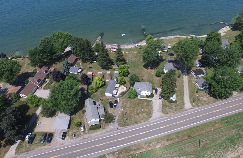 Aerial view of Cottages at The Waters Edge.