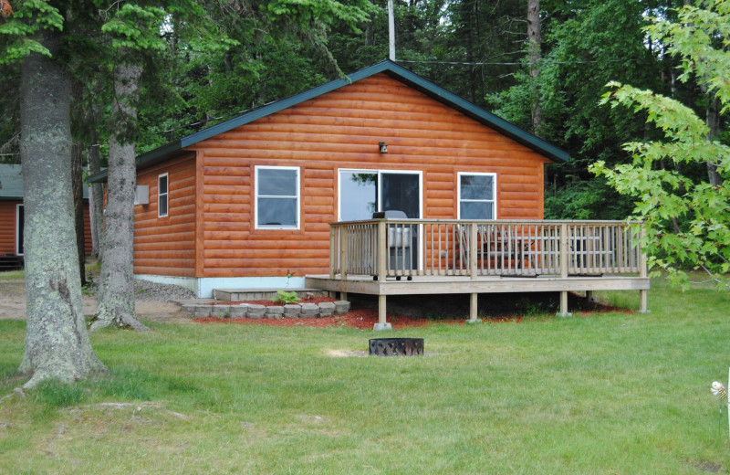 Cabin exterior at Sandy Pines Resort.