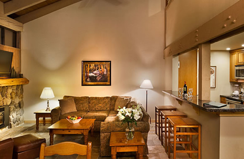 Condo living room at Aston Lakeland Village.