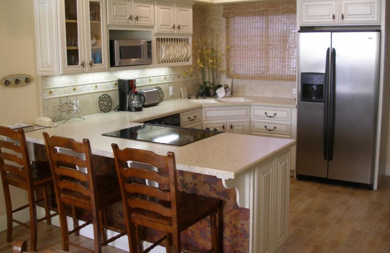 Rental kitchen at Coastal Vacation Rentals.