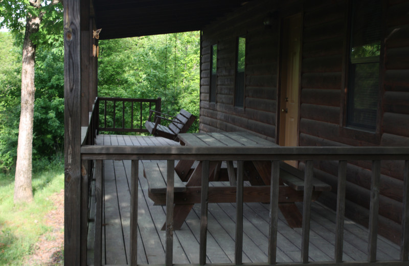 Deer Run porch at Heath Valley Cabins.