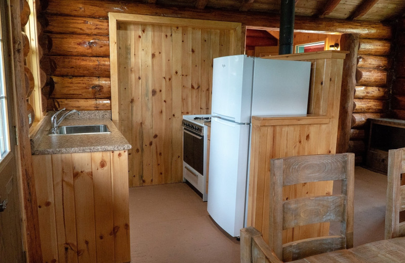 Cabin kitchen at Cliff Lake Resorts.