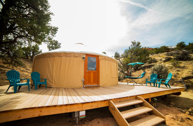 Exterior view of Escalante Yurts.