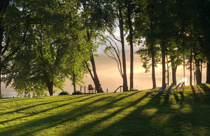 Lake view at The Elms Waterfront Cottages.